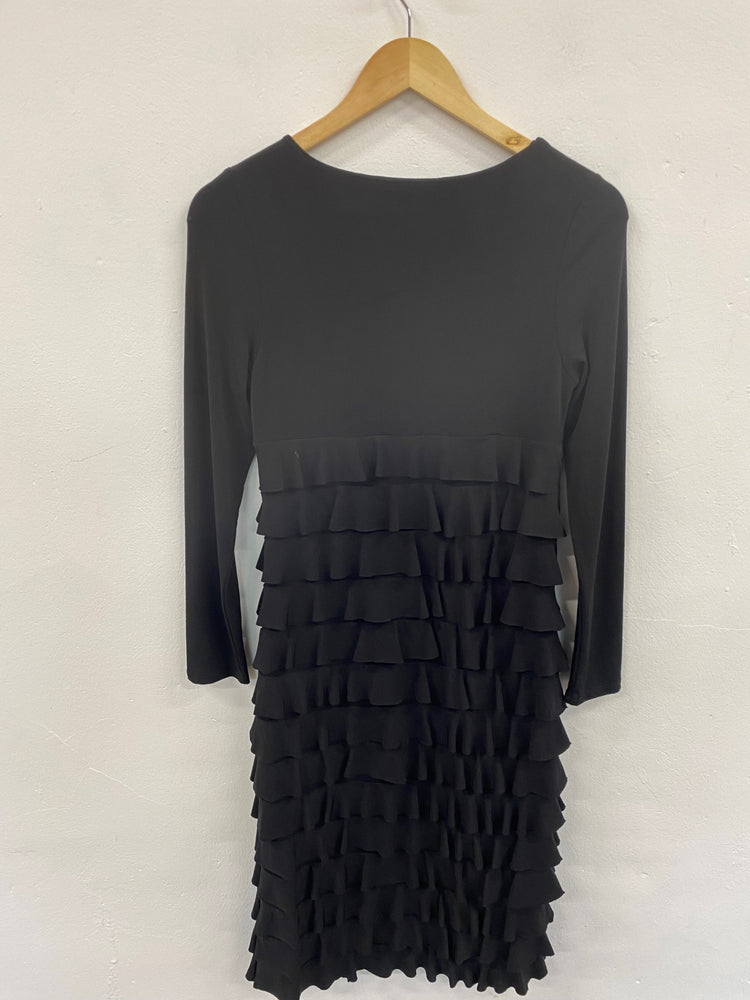 Fabulous Alexon 1920’s silhouette tiered Dress UK8 Black chic HT149