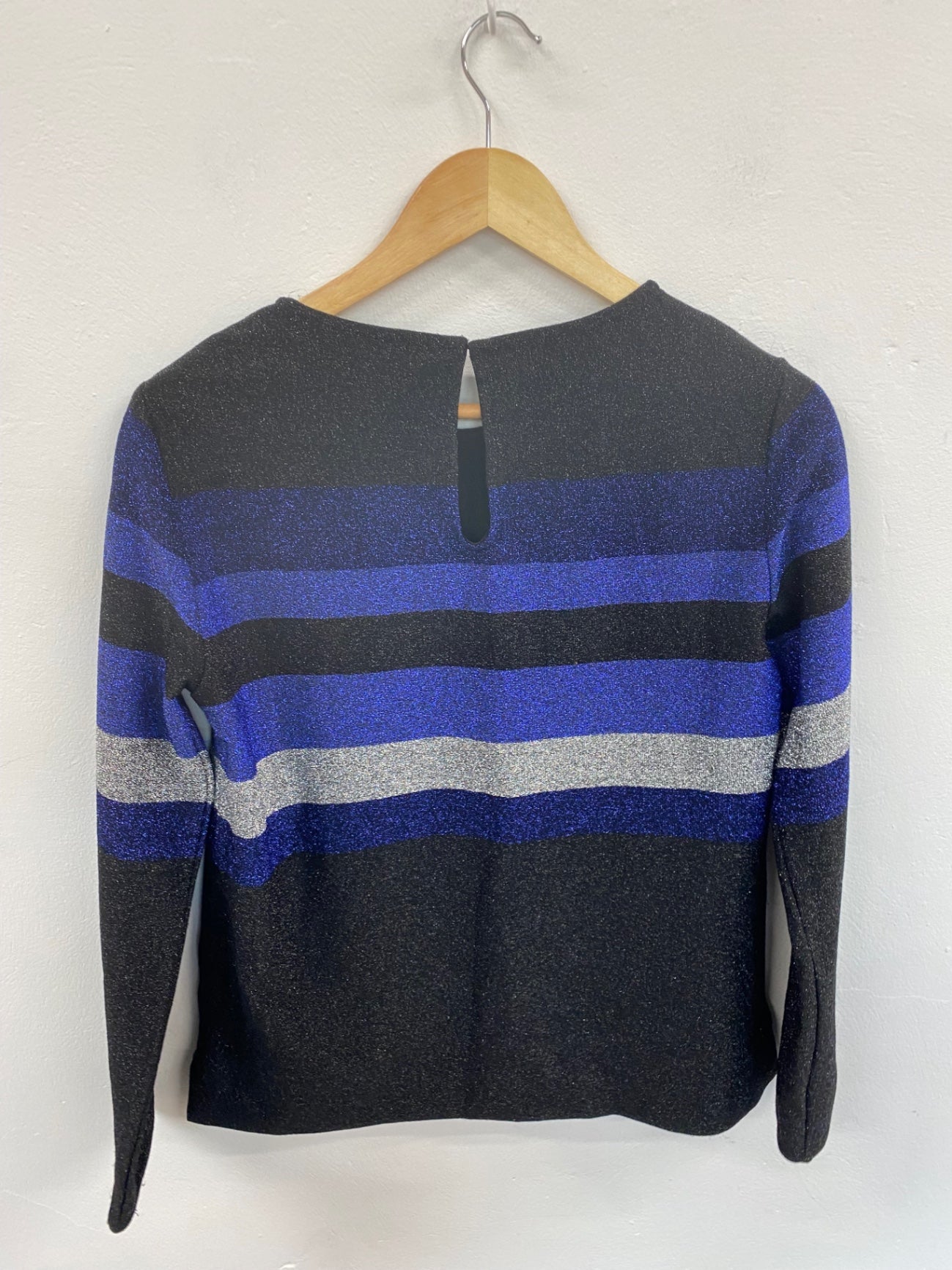 Fabulous Autograph  metallic striped shimmer Sweater UK10 Black & Blue HT149