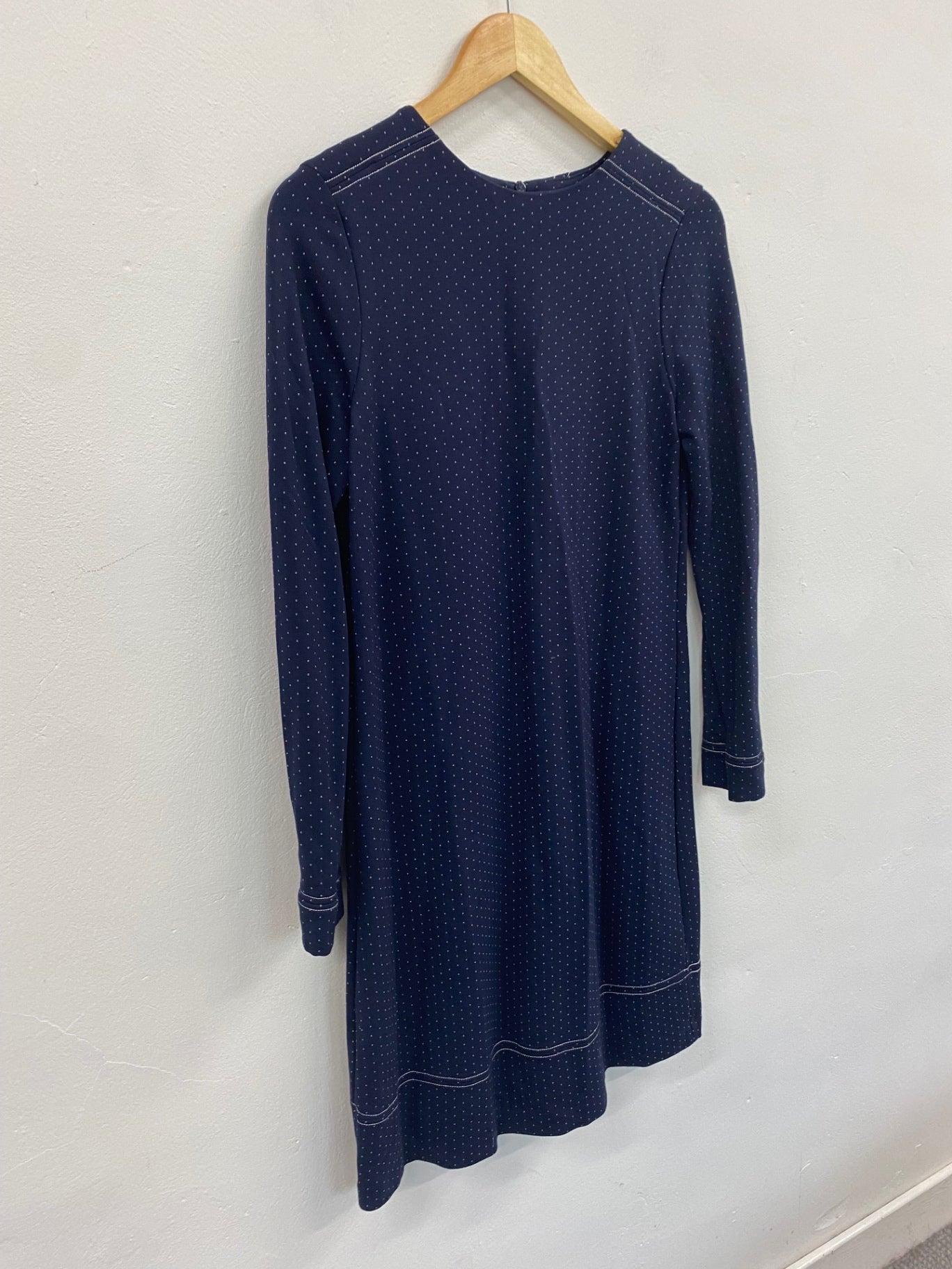 Amazing M&S Collection classic modest spot Dress UK10 Navy HT149