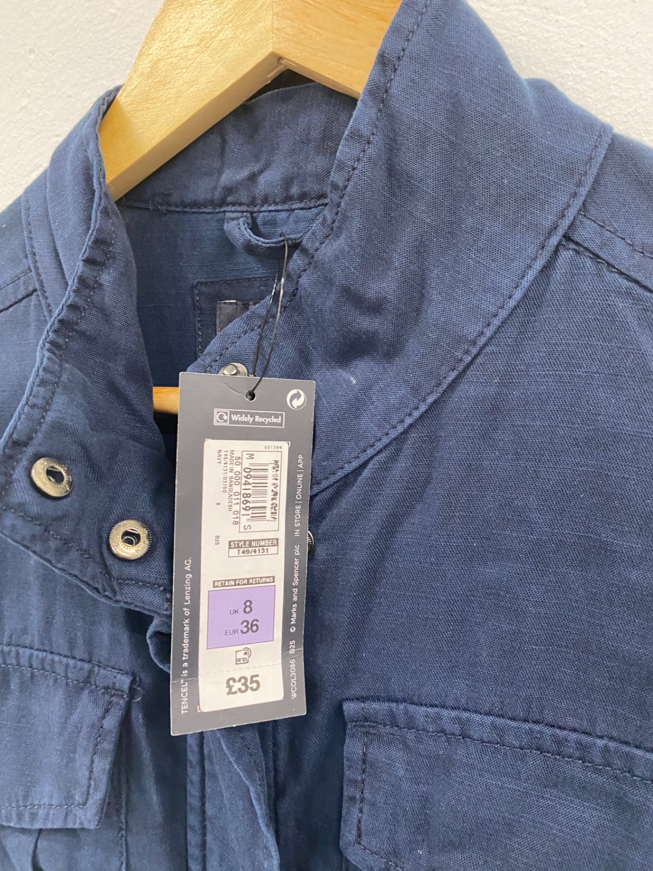 Amazing M&S Collection cotton blend Utility Jacket UK8 Navy new HT149