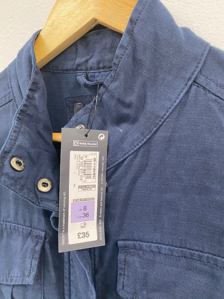 Amazing M&S Collection cotton blend Utility Jacket UK8 Navy new HT149