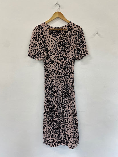 Amazing M&S rose Animal Midi Dress UK6 classic timeless HT149