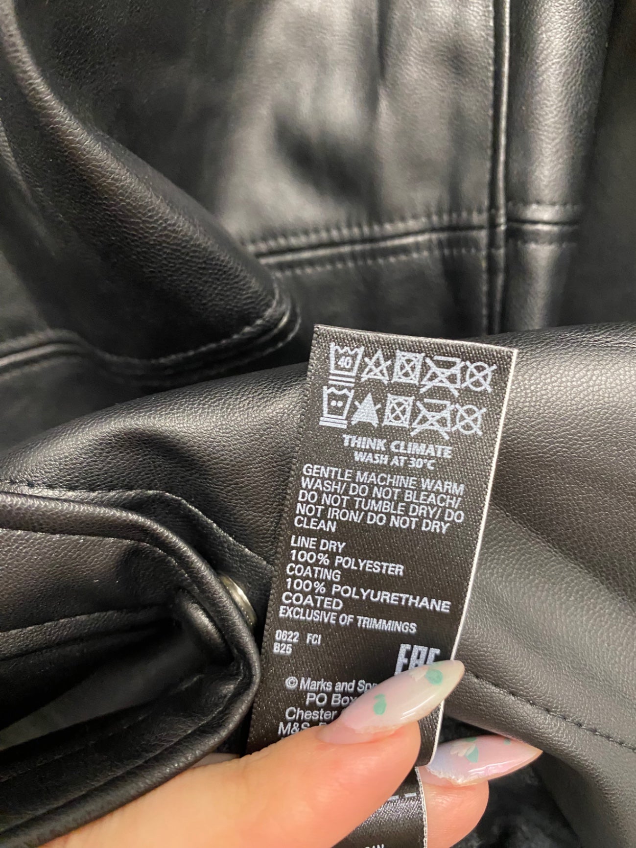 Fabulous M&S Faux Leather Shacket UK8 Black HT149