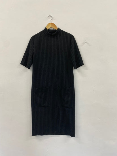 Amazing M&S Collection Pinstripe formal office Dress UK8 Grey preppy HT149