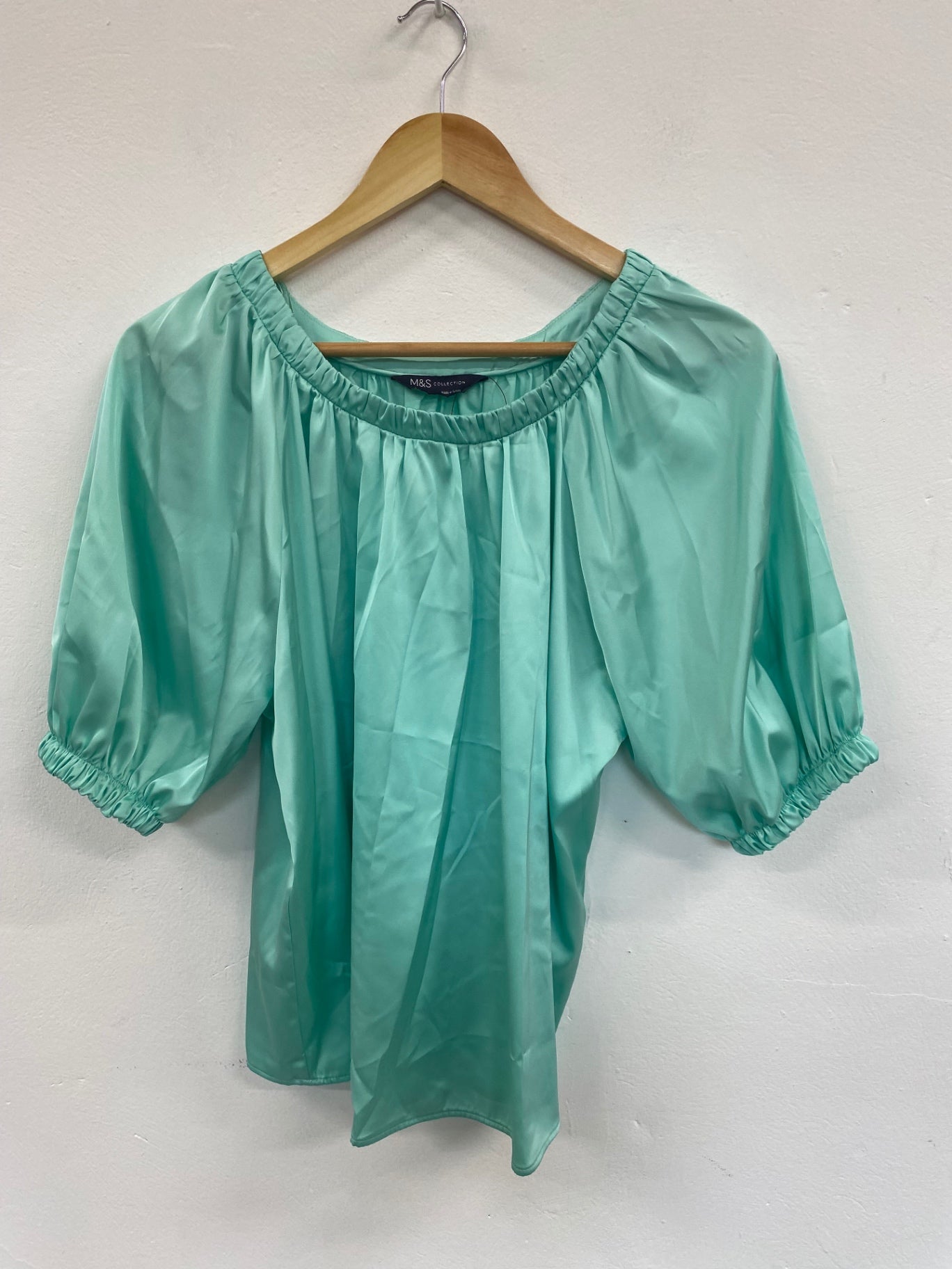 Fabulous M&S Collection Blouse UK8 Mint Green Puff sleeve HT149