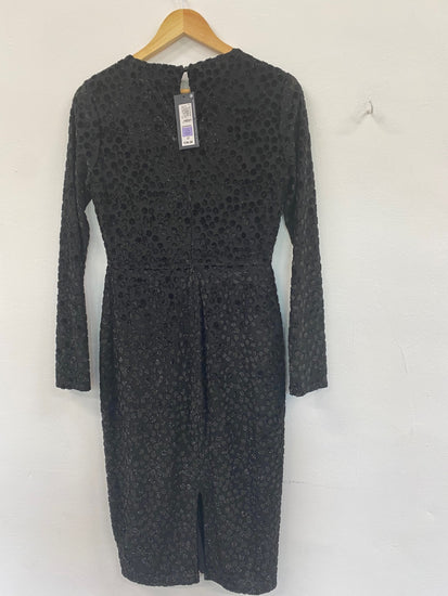Gorgeous M&S Collection metallic party occasion Dress UK8 Black HT149