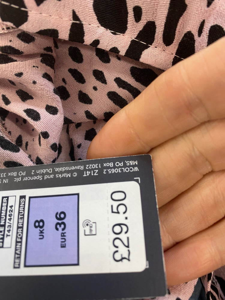 Gorgeous M&S Collection spotted Raaa animal print Blouse Uk8 Pink HT149
