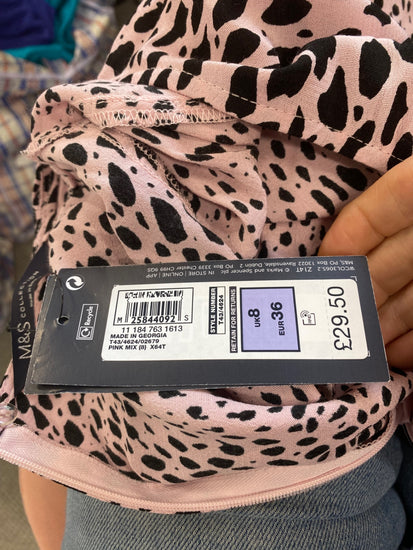 Gorgeous M&S Collection spotted Raaa animal print Blouse Uk8 Pink HT149