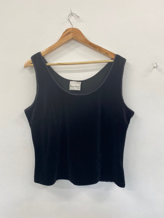Gorgeous Frank Usher Velvet Tank Top UK18 Black classic stretch MW003