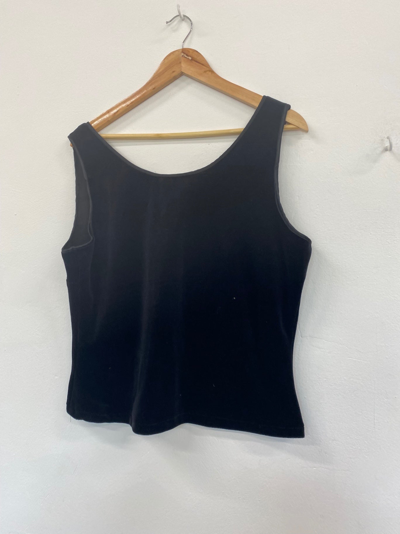 Gorgeous Frank Usher Velvet Tank Top UK18 Black classic stretch MW003