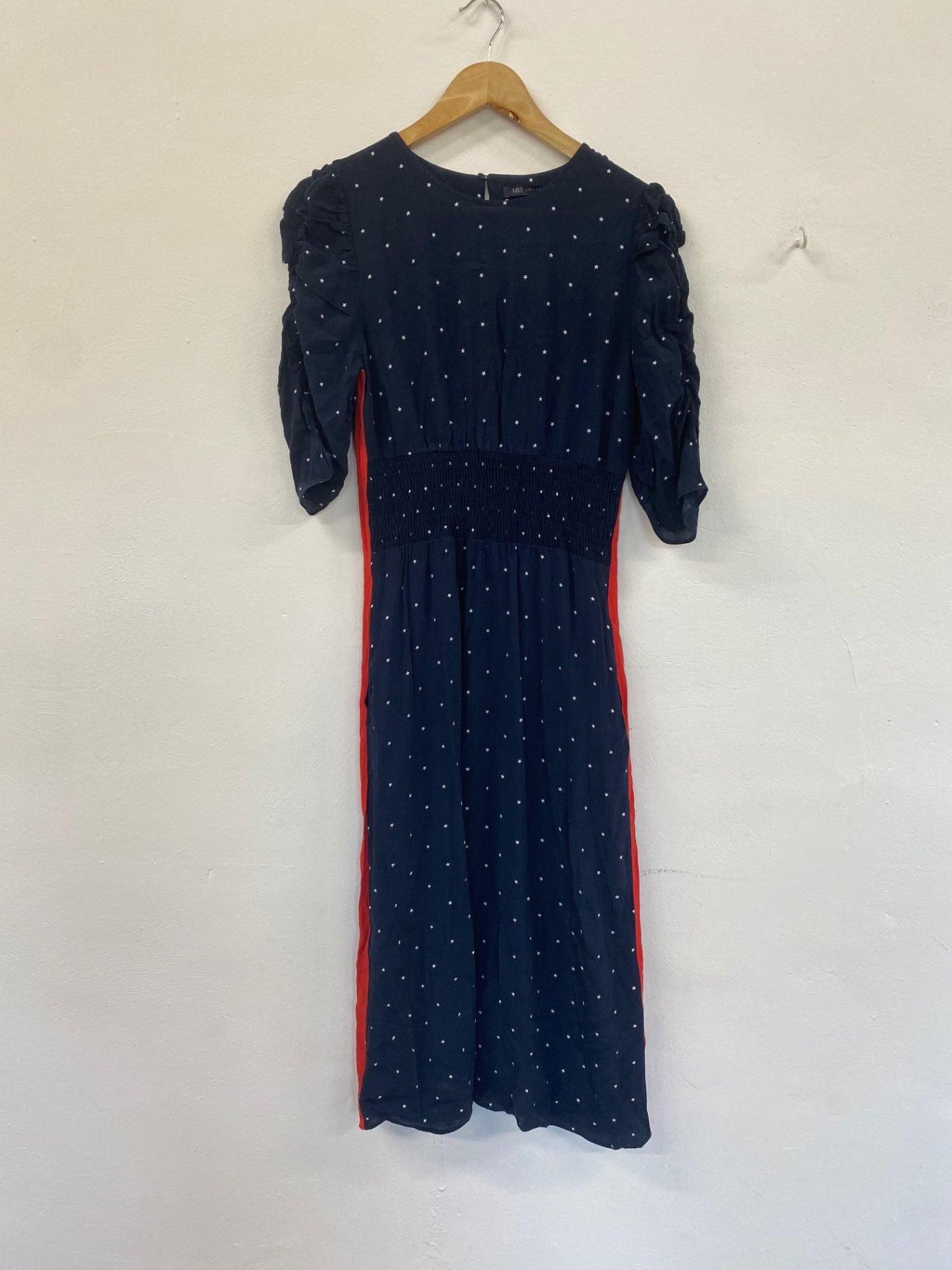 Gorgeous M&S red striped Star Dress Uk8 Navy Blue Bloggers fav HT149