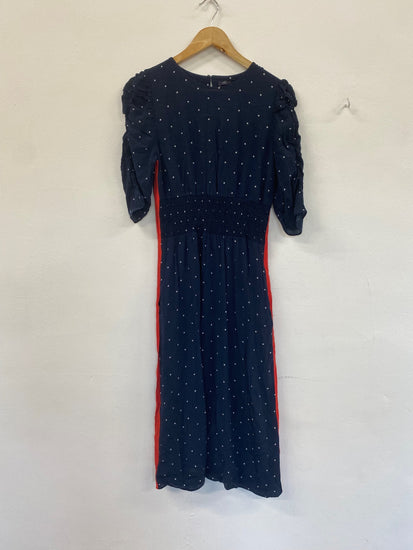 Gorgeous M&S red striped Star Dress Uk8 Navy Blue Bloggers fav HT149