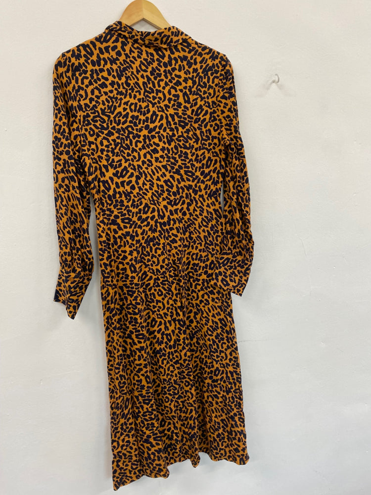 Gorgeous M&S Collection elegant Tea Dress Uk8 Brown animal print HT149