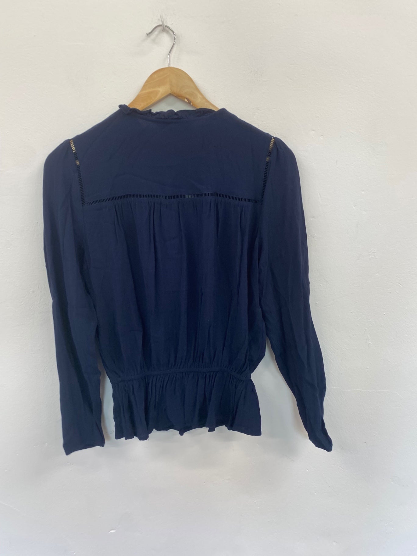 Gorgeous M&S Collection broderie detail  Blouse UK8 Navy Blue HT149
