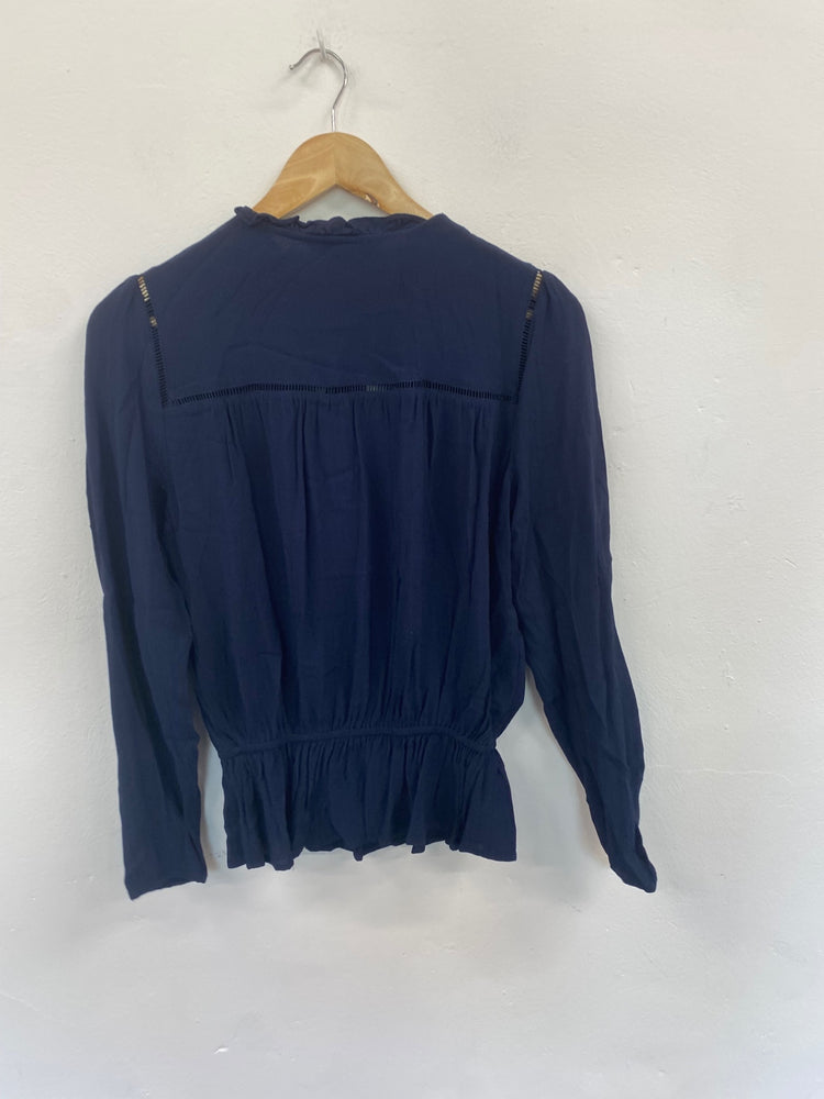 Gorgeous M&S Collection broderie detail  Blouse UK8 Navy Blue HT149