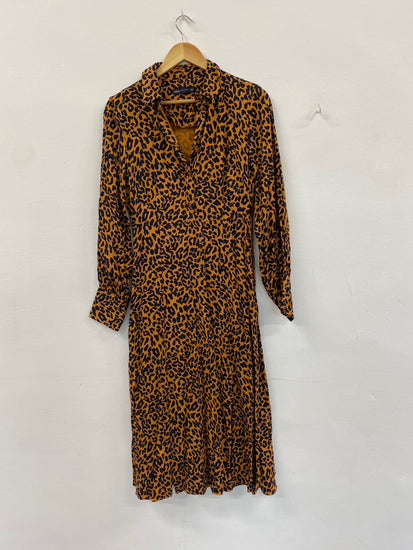 Gorgeous M&S Collection elegant Tea Dress Uk8 Brown animal print HT149