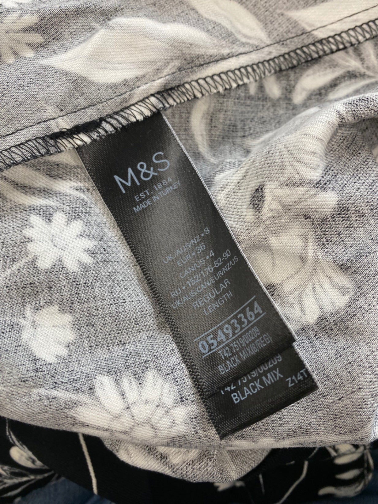 Gorgeous M&S Collection botanical romantic Dress UK8 Black & white HT149