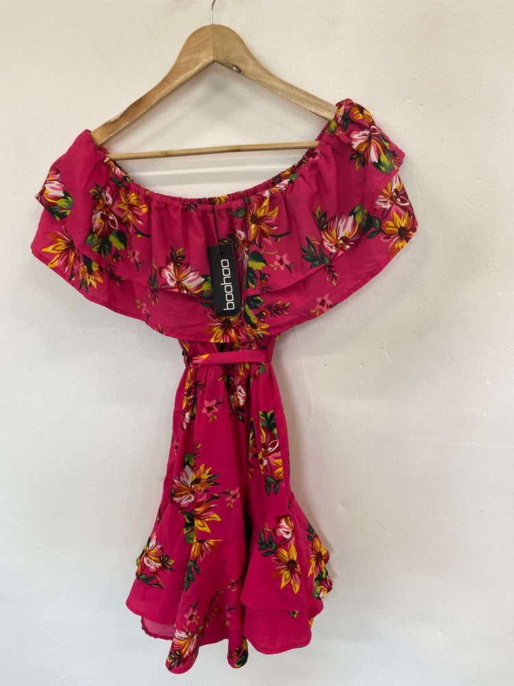 Gorgeous Boohoo flora Spanish gypsy Dress UK10 Pink Holiday events HG001