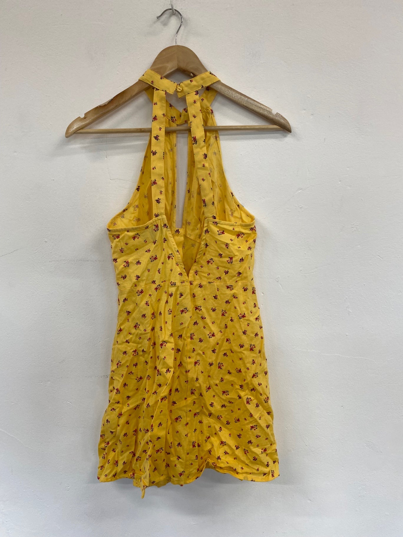 Gorgeous ASOS linen playful Mini pinafore dress UK10 Yellow Floral HG001