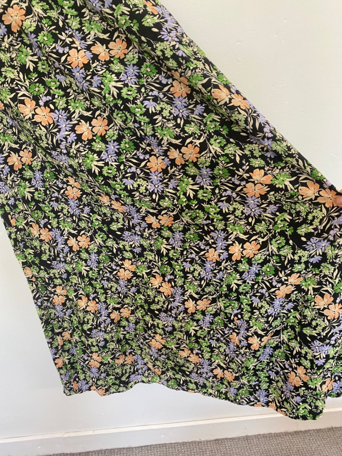 Fabulous Mango botanical floral tea Dress UK L Green HT149