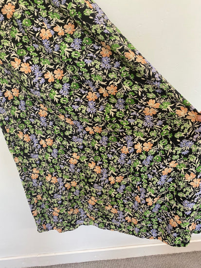 Fabulous Mango botanical floral tea Dress UK L Green HT149