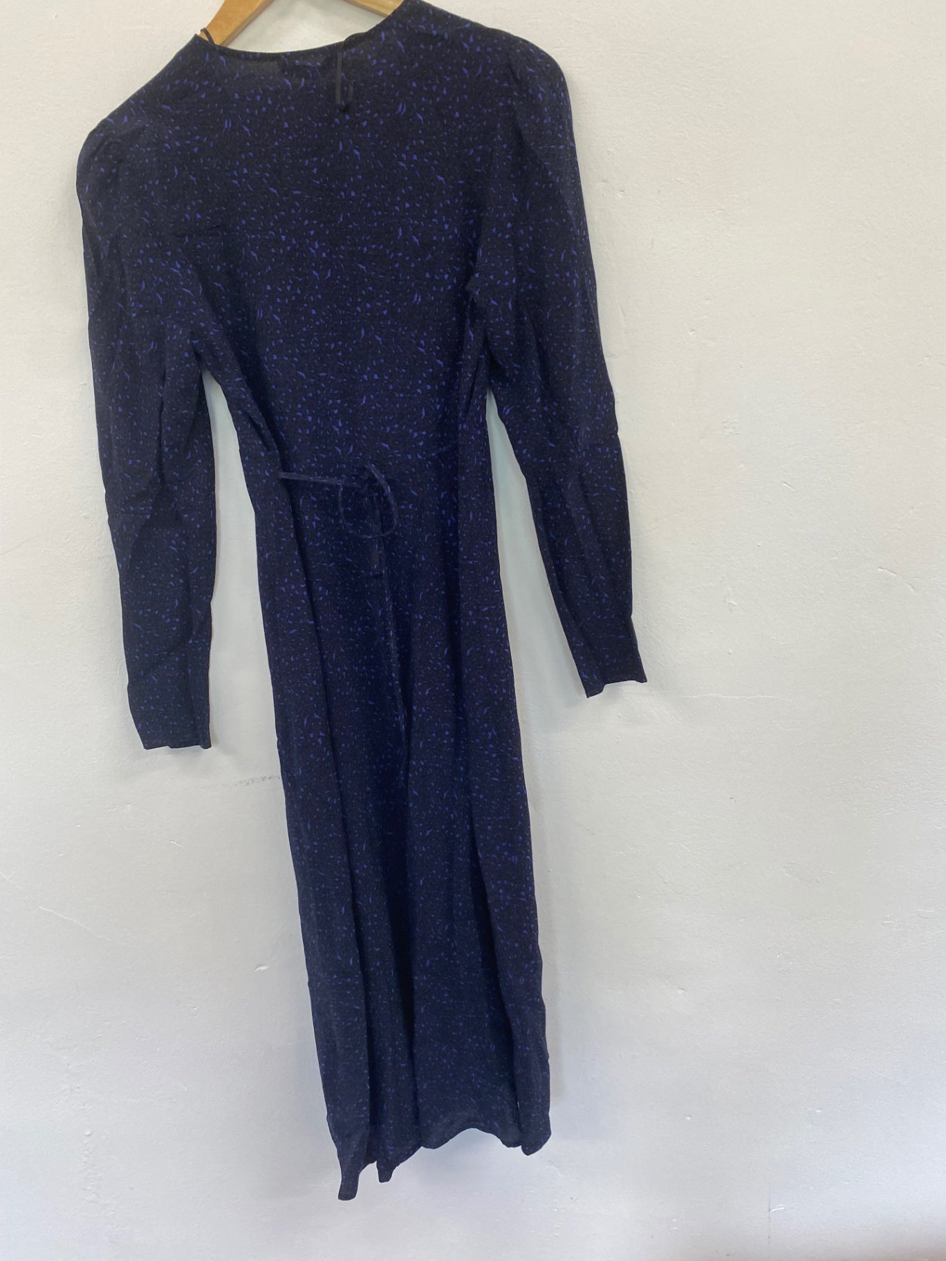 Gorgeous M&S Animal print tea Dress UK8 Navy blue Edgy HT149