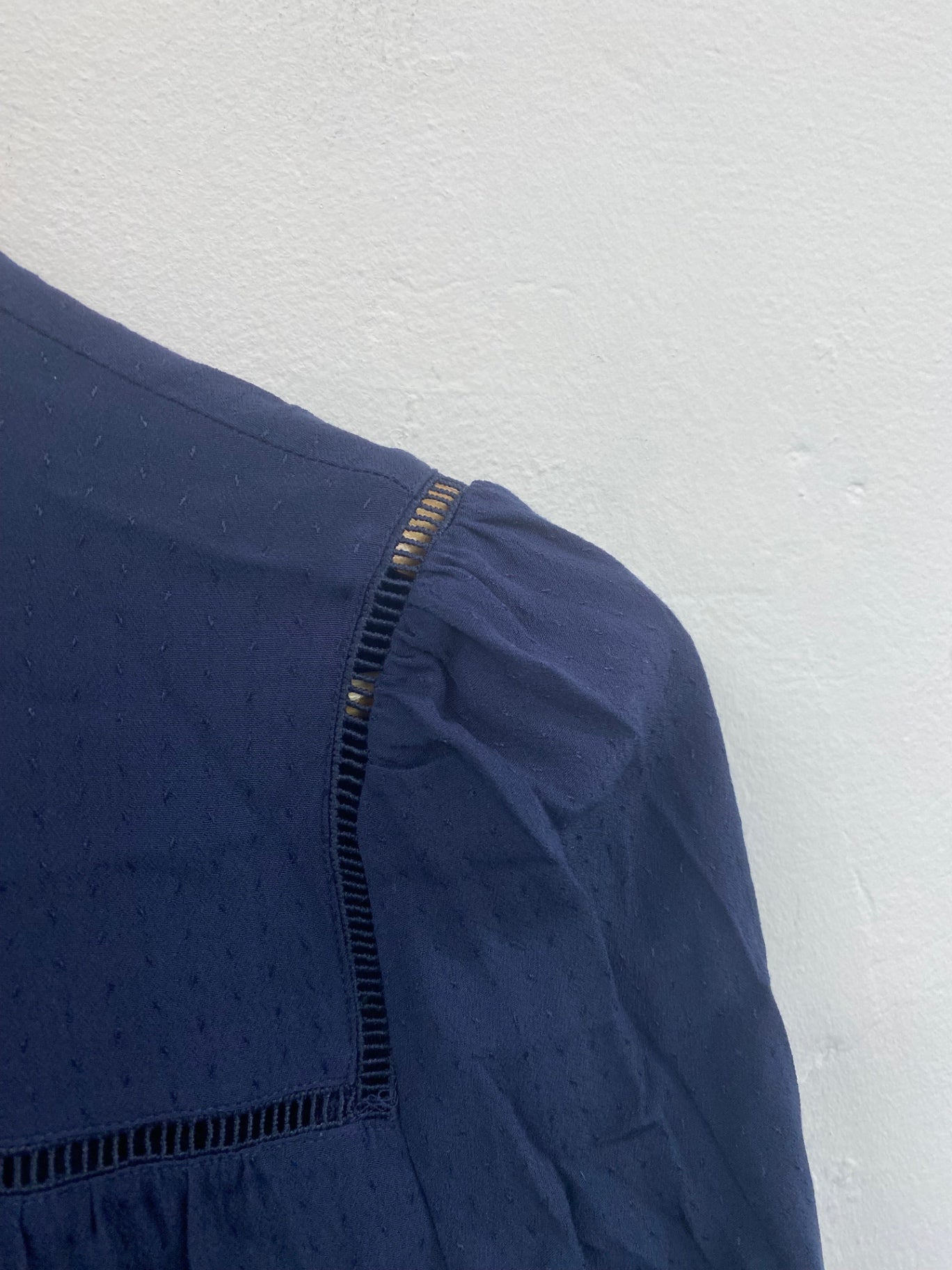 Gorgeous M&S Collection broderie detail  Blouse UK8 Navy Blue HT149