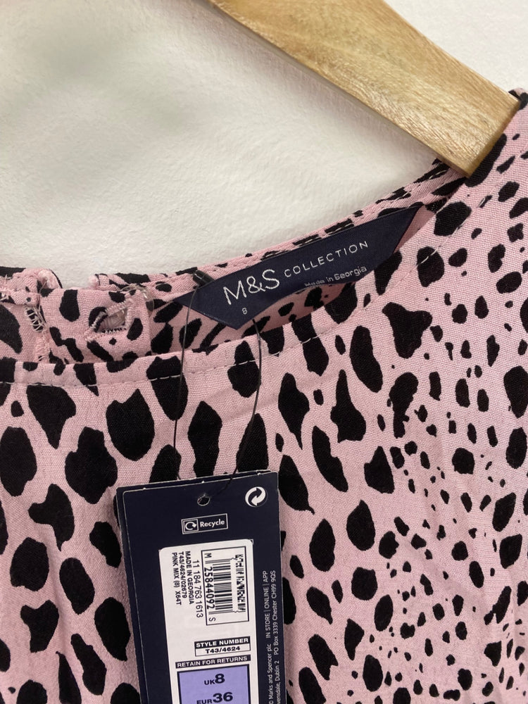 Gorgeous M&S Collection spotted Raaa animal print Blouse Uk8 Pink HT149