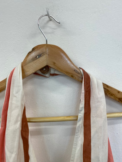 Gorgeous ASOS backless flirty Summer linen striped Dress UK10 Beige pink HG001