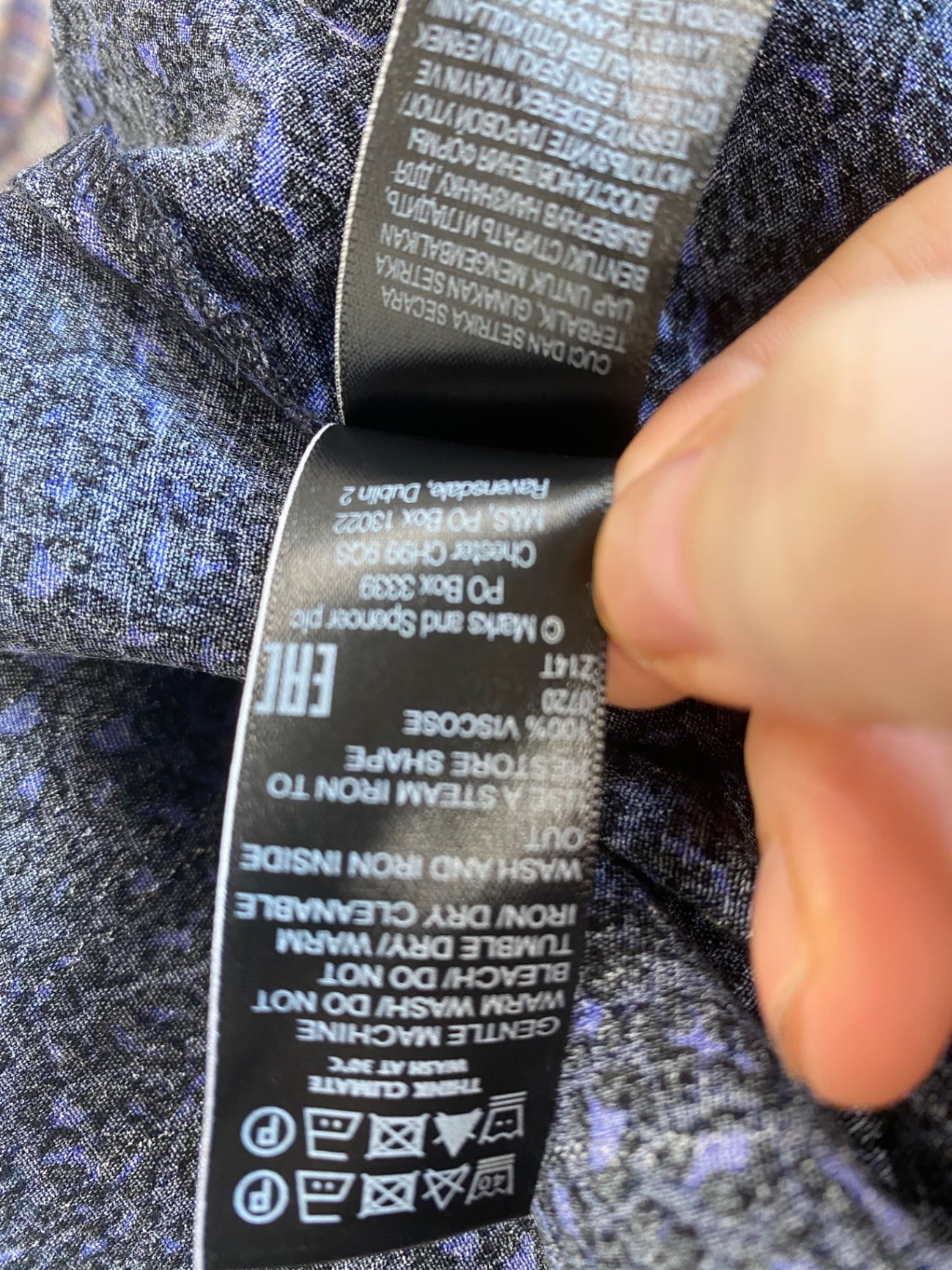 Gorgeous M&S Animal print tea Dress UK8 Navy blue Edgy HT149