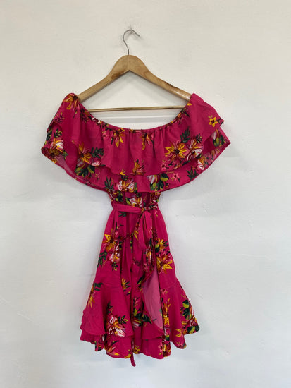 Gorgeous Boohoo flora Spanish gypsy Dress UK10 Pink Holiday events HG001