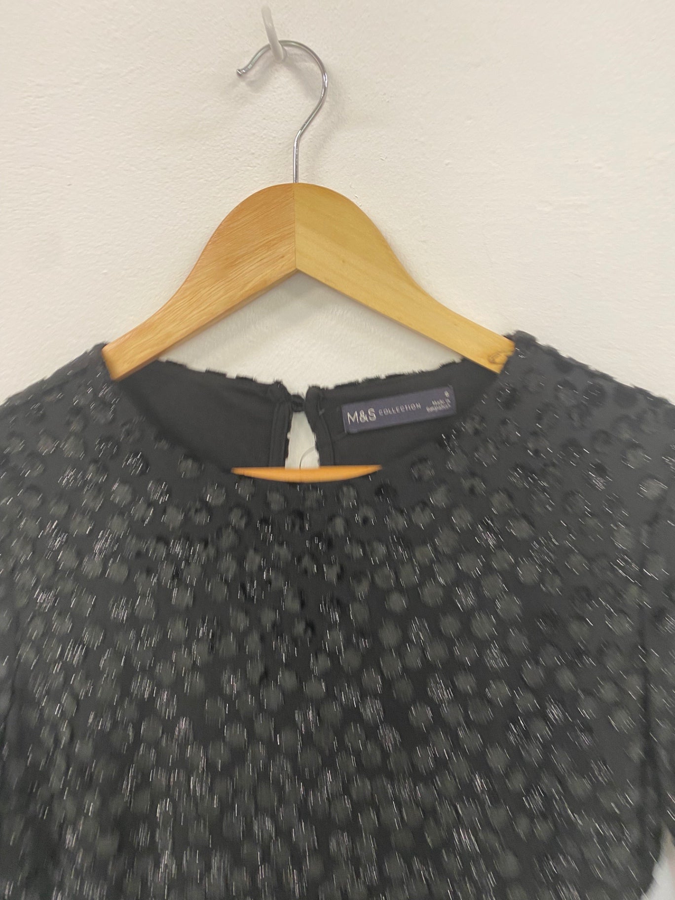 Gorgeous M&S Collection metallic party occasion Dress UK8 Black HT149