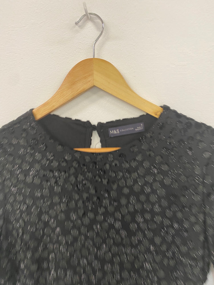 Gorgeous M&S Collection metallic party occasion Dress UK8 Black HT149