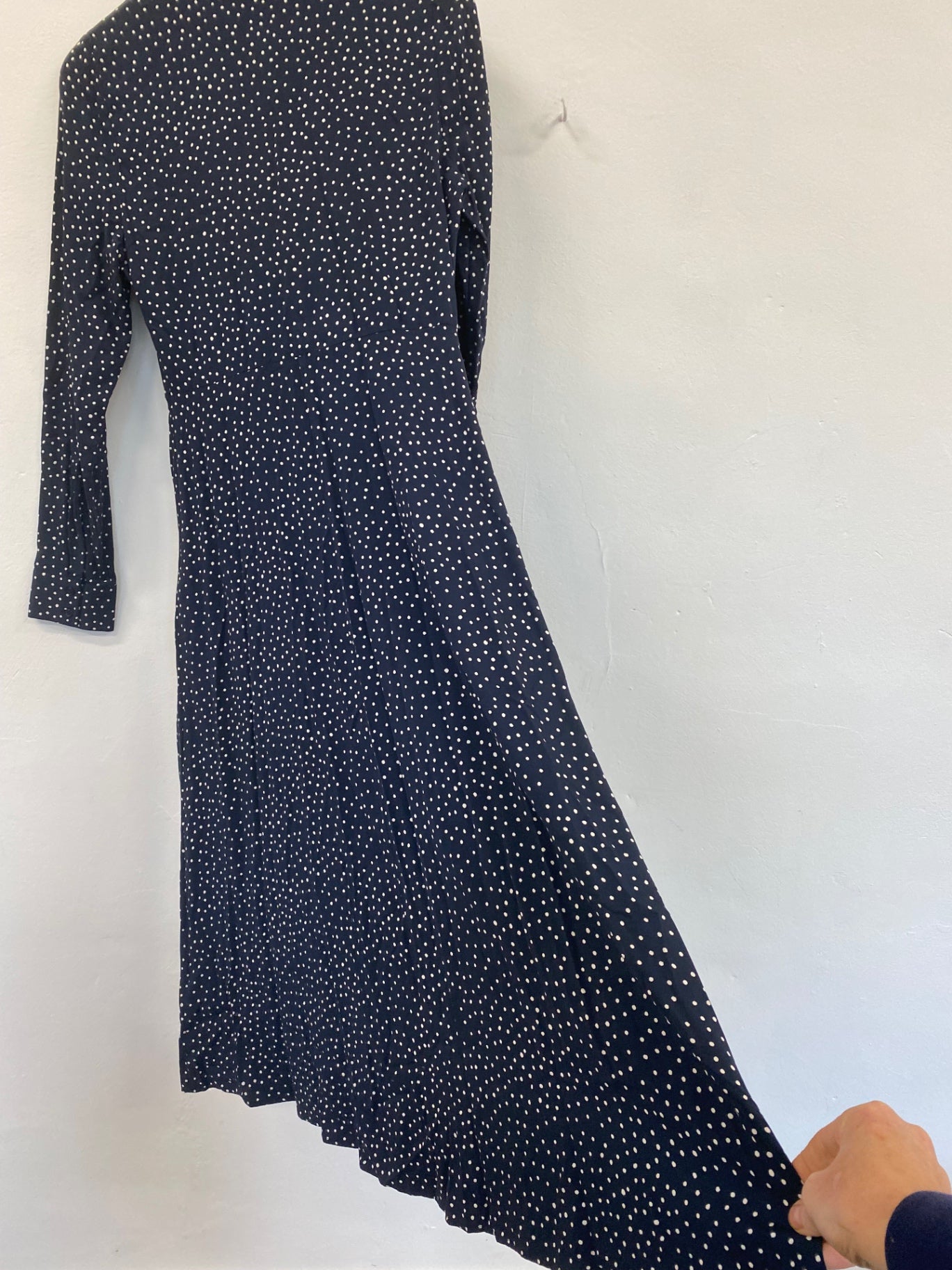 Gorgeous M&S Collection spotty tea Dress UK10 Navy Blue