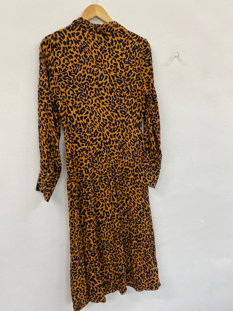 Gorgeous M&S Collection elegant Tea Dress Uk8 Brown animal print HT149