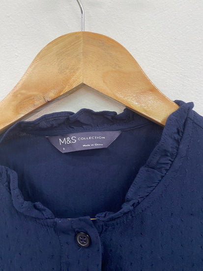 Gorgeous M&S Collection broderie detail  Blouse UK8 Navy Blue HT149