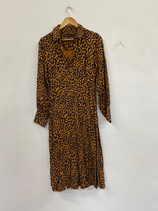 Gorgeous M&S Collection elegant Tea Dress Uk8 Brown animal print HT149