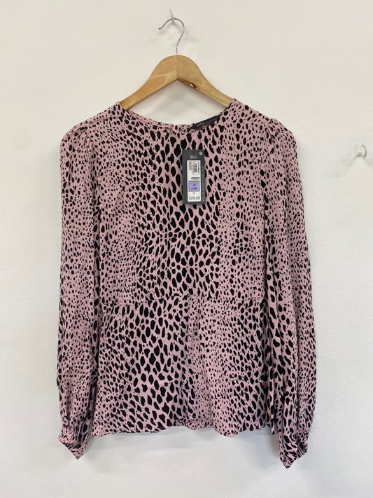 Gorgeous M&S Collection spotted Raaa animal print Blouse Uk8 Pink HT149