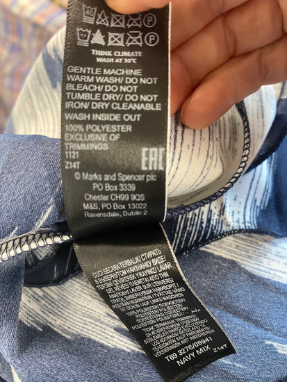 Gorgeous Marks & Spencers pleated midi Skirt UK8 Navy blue & white HT149