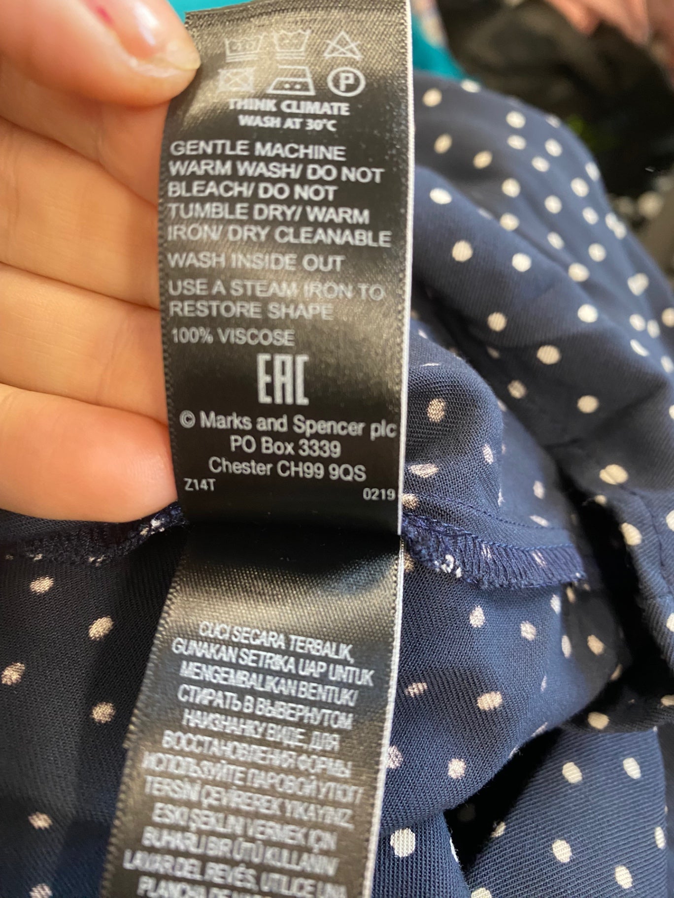 Gorgeous M&S Collection spotty tea Dress UK10 Navy Blue