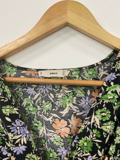 Fabulous Mango botanical floral tea Dress UK L Green HT149