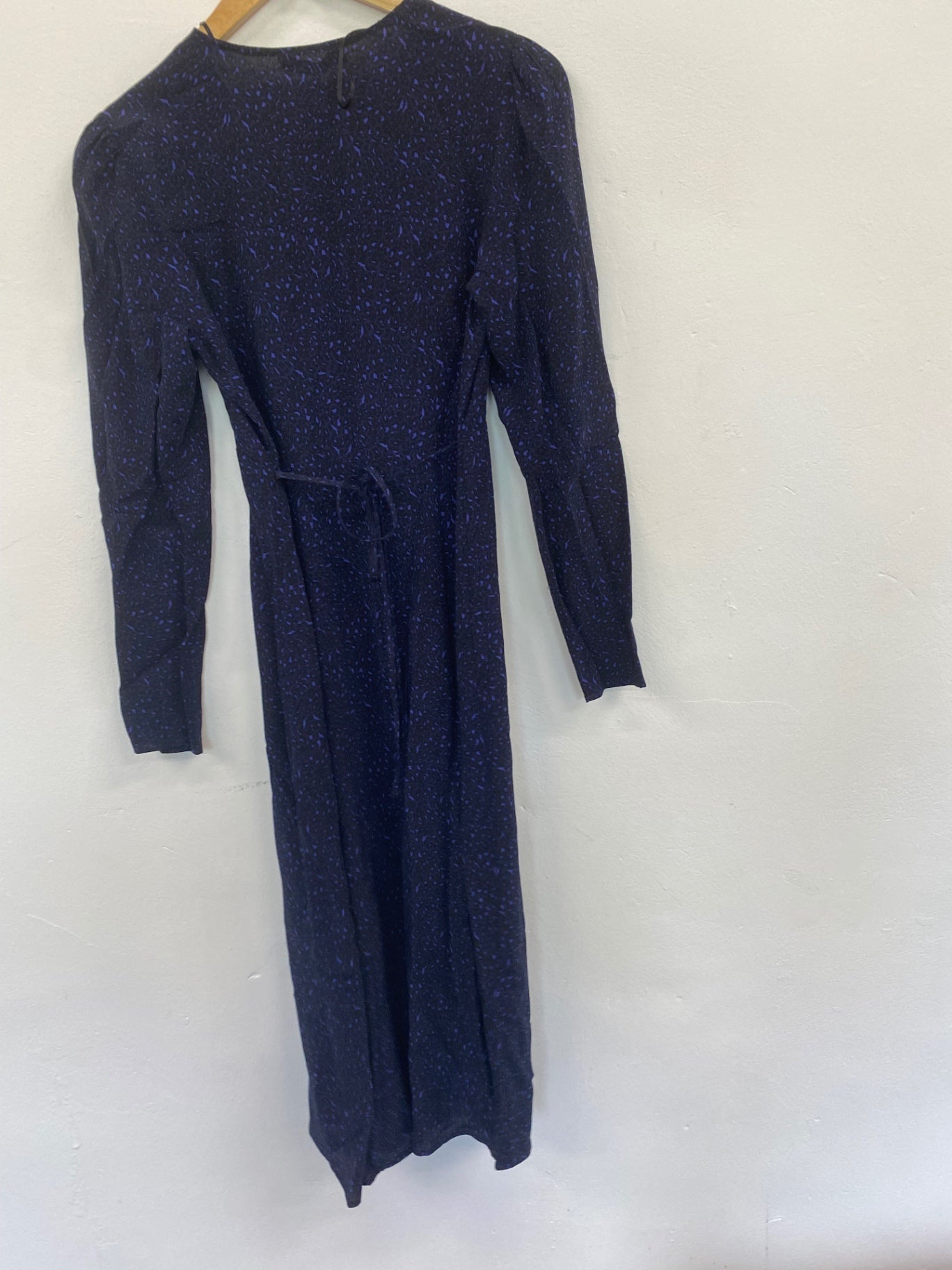 Gorgeous M&S Animal print tea Dress UK8 Navy blue Edgy HT149