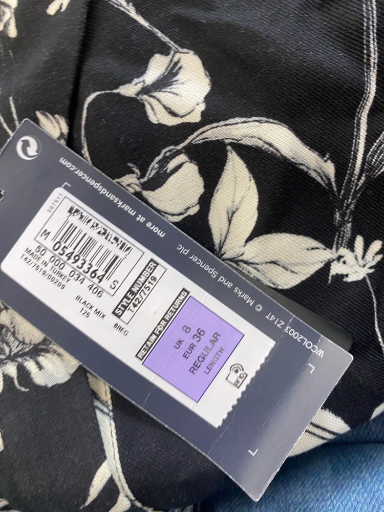 Gorgeous M&S Collection botanical romantic Dress UK8 Black & white HT149