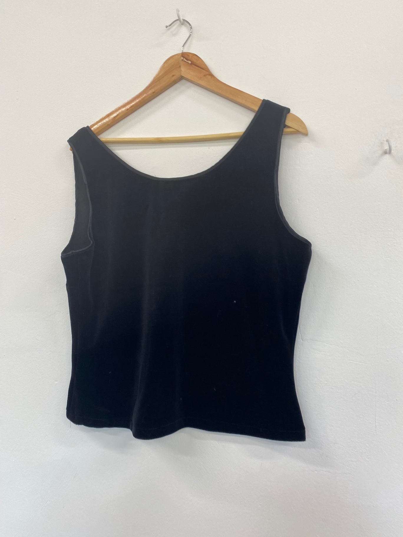 Gorgeous Frank Usher Velvet Tank Top UK18 Black classic stretch MW003