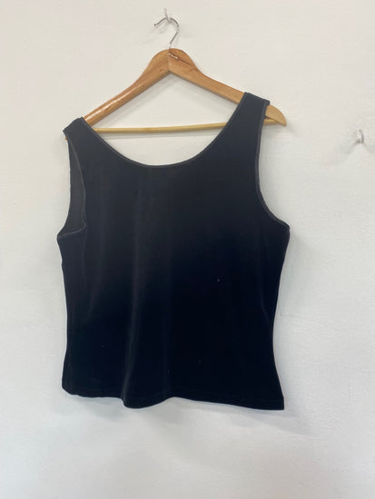 Gorgeous Frank Usher Velvet Tank Top UK18 Black classic stretch MW003
