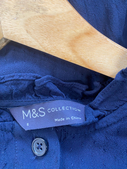 Gorgeous M&S Collection broderie detail  Blouse UK8 Navy Blue HT149