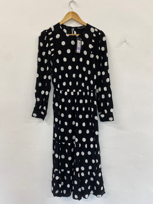 Gorgeous M&S Collection spotted Dress Uk8 Black & White HT149