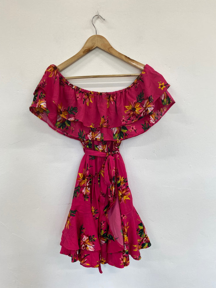Gorgeous Boohoo flora Spanish gypsy Dress UK10 Pink Holiday events HG001