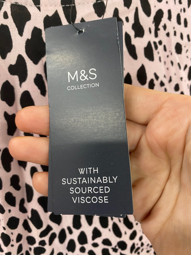 Gorgeous M&S Collection spotted Raaa animal print Blouse Uk8 Pink HT149