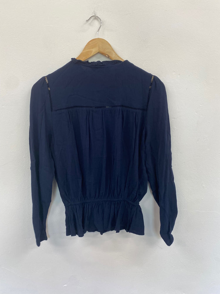 Gorgeous M&S Collection broderie detail  Blouse UK8 Navy Blue HT149